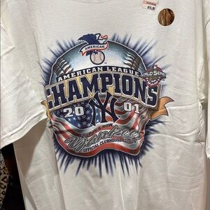 Vintage White Yankees American League Champions T-Shirt 2001